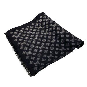 Auth LOUIS VUITTON Ethol Monogram Eclipse Blurry M73743 Black - OS0137 Scarf